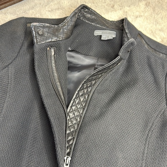 Vince | Knit Jacket with Genuine Leather Contrast, Size XS - Picture 6 of 13